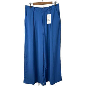 Tronjori High Waist Casual Wide Leg Long Palazzo Pants Trousers Size XL Blue Wms